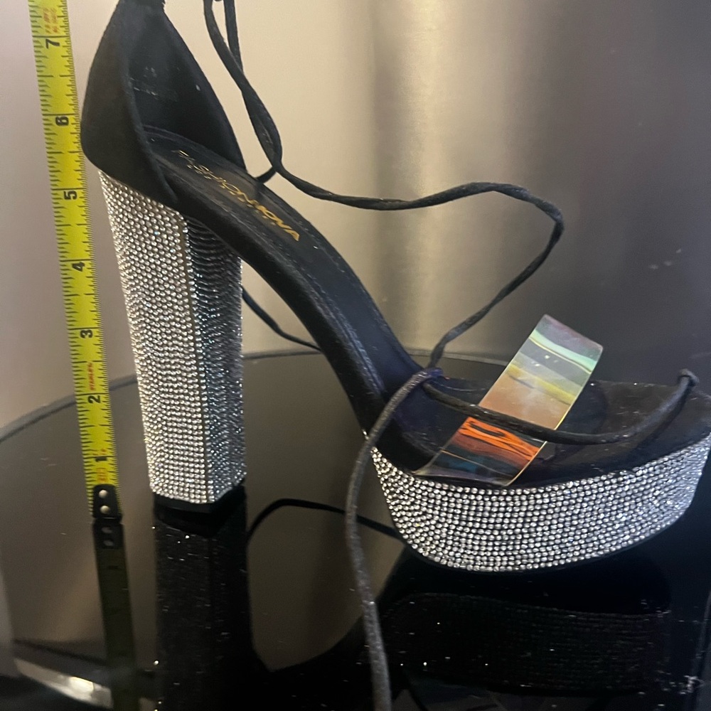 Elegant Black and Silver Platform Heels
